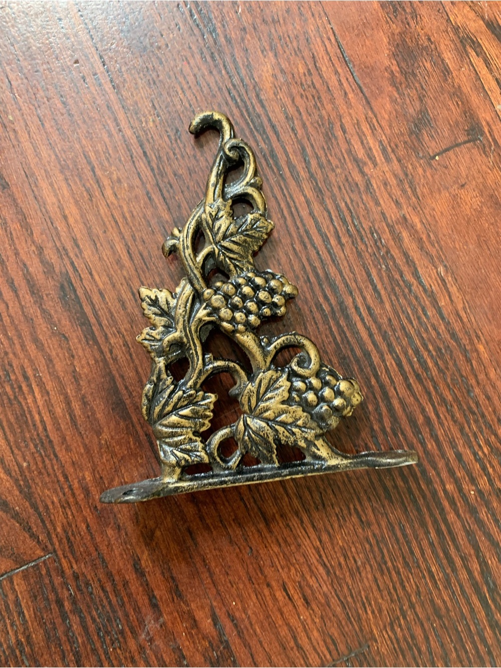 Rustic Cast Iron Grape Vine Wall Bracket Ornate Hook&Plant Hanger Gold Bracket